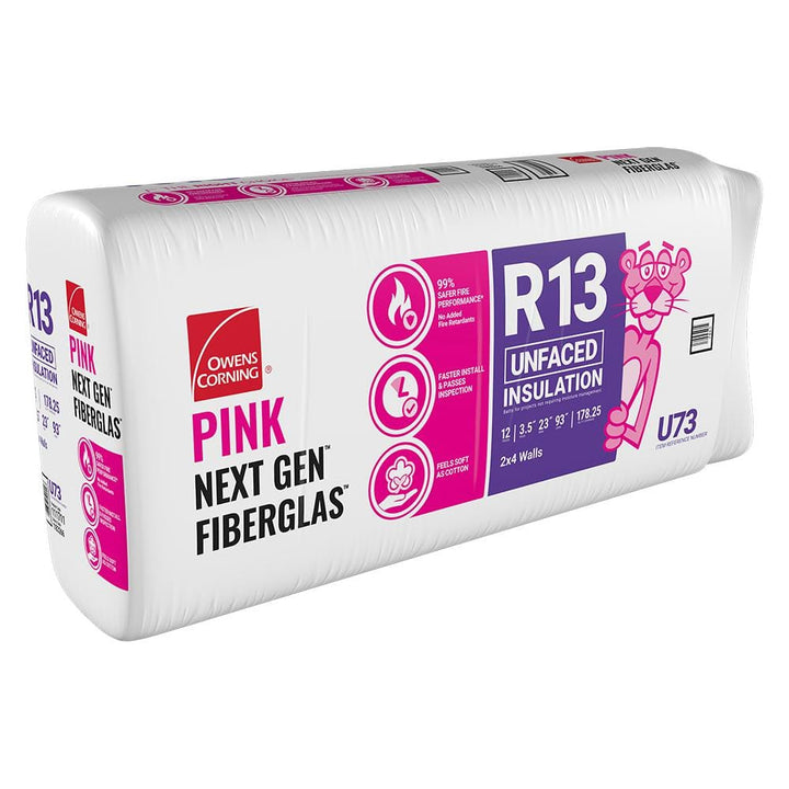 Owens Corning R-13 Unfaced Fiberglass Insulation Batts, 3.5 in. x 23 in. x 93 in. (4 Bags)