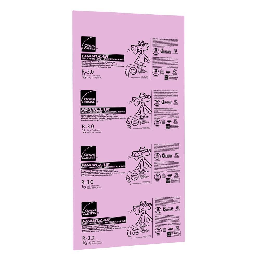 Owens Corning R-3 (15 PSI) FOAMULAR NGX 150 Extruded Polystyrene Foam Board Insulation, 1/2 in. x 4 ft. x 8 ft., Square Edge