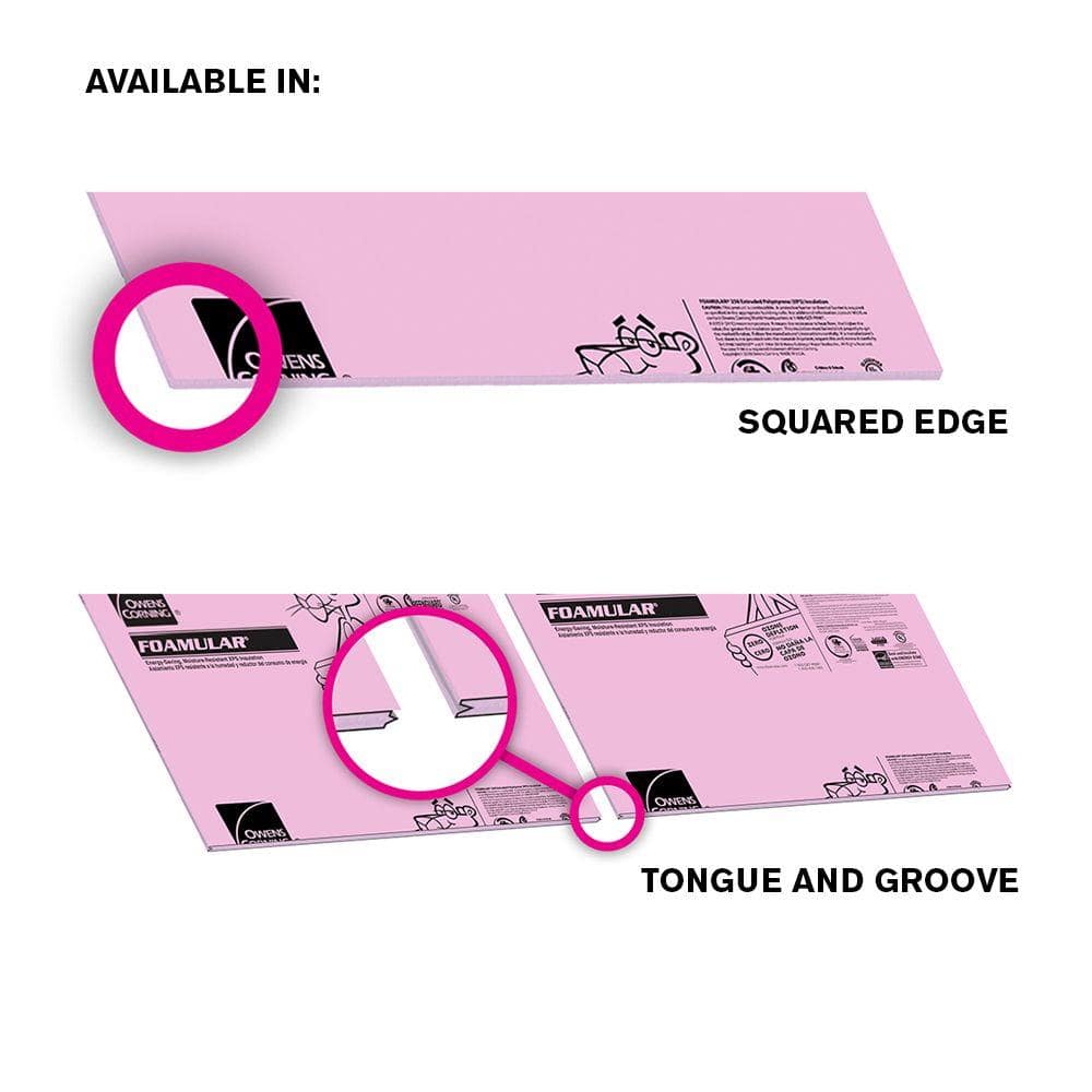Owens Corning FOAMULAR 250 R-4 XPS Foam Board Insulation, 3/4 in. x 4 ft. x 8 ft., Tongue & Groove Edge (25 psi)