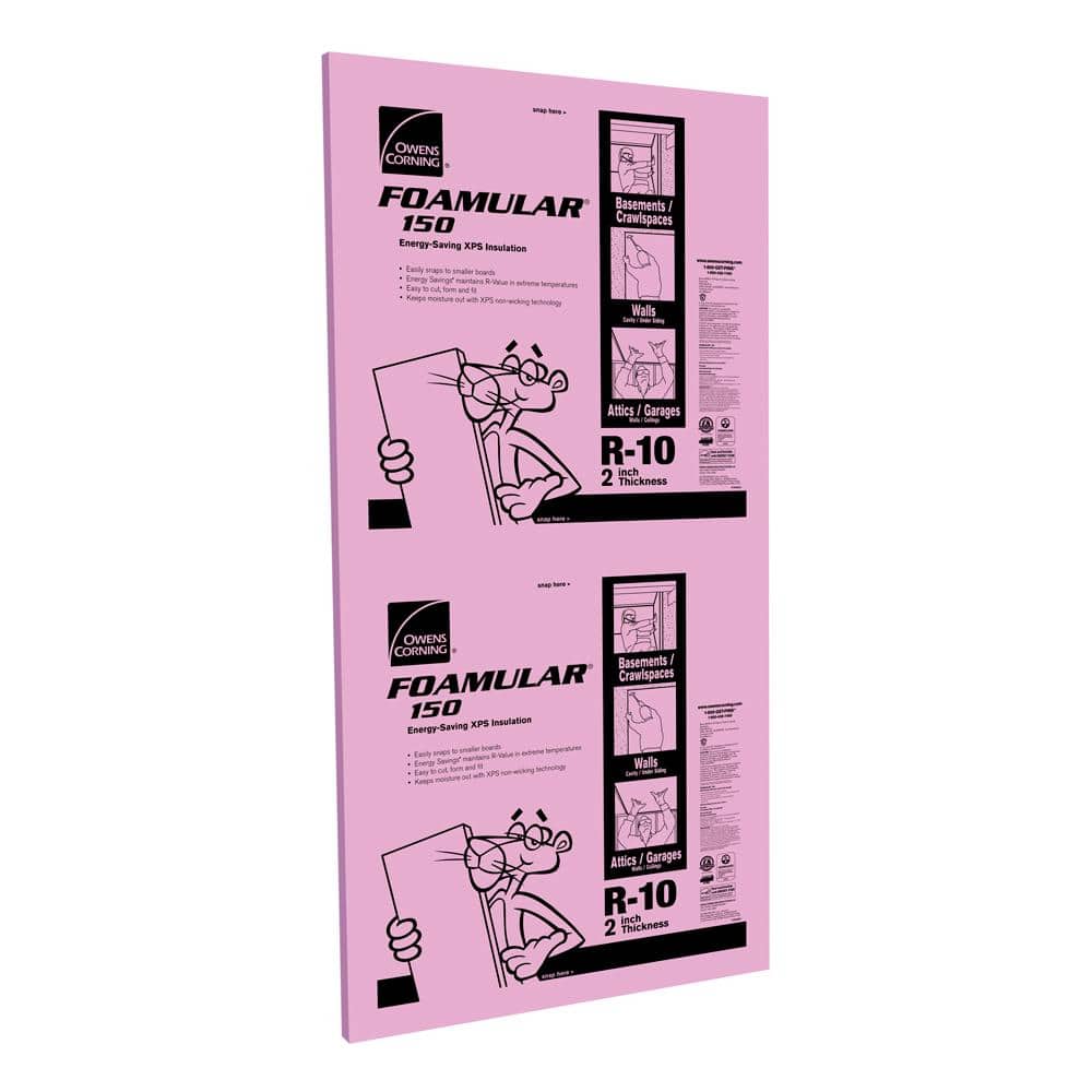 Owens Corning FOAMULAR 150 R-10 (15 PSI) Extruded Polystyrene Foam Board Insulation, 2 in. x 4 ft. x 8 ft, Scored Square Edge