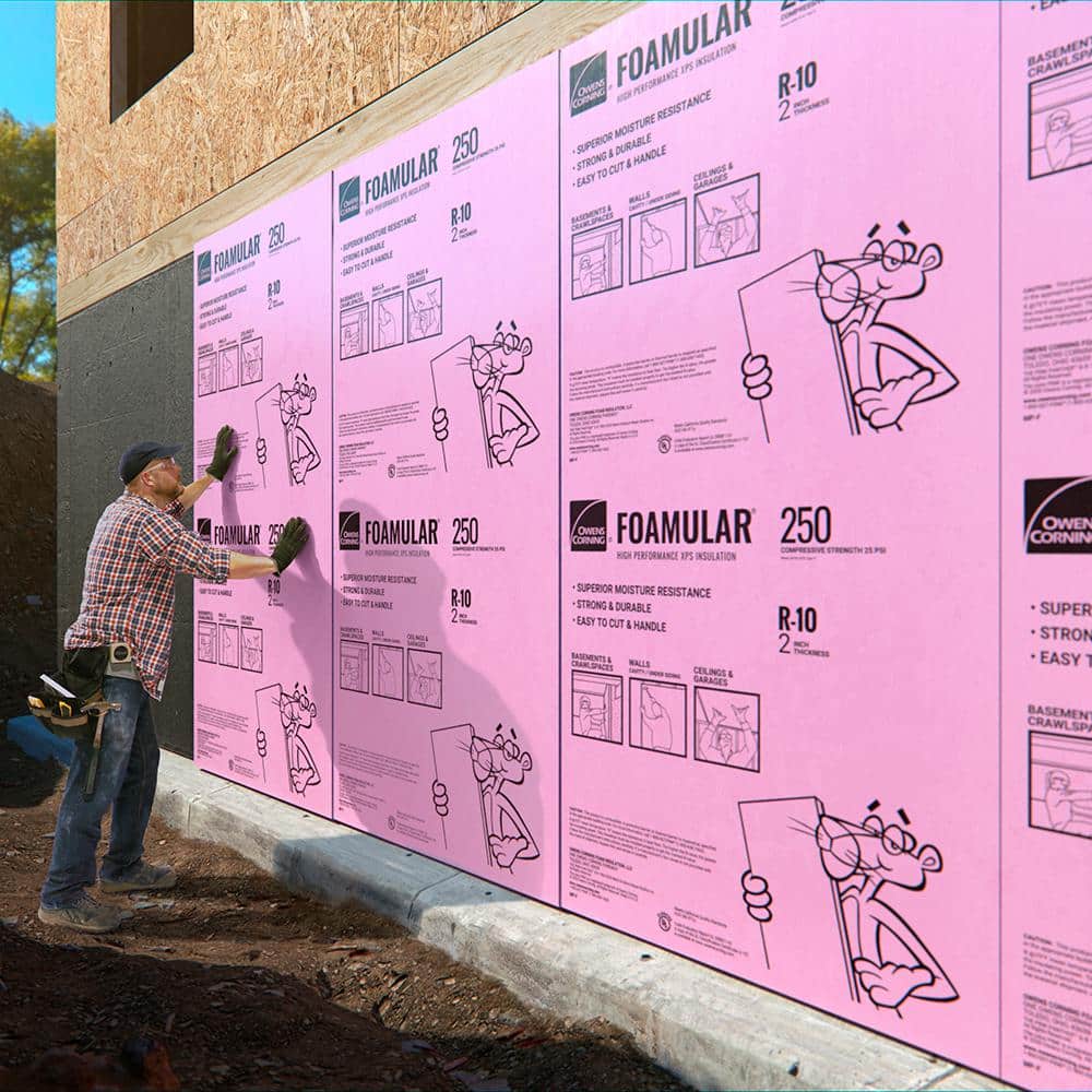 Owens Corning R-10 (25 PSI) FOAMULAR 250 Extruded Polystyrene Foam Board Insulation, 2 in. x 4 ft. x 8 ft., Square Edge