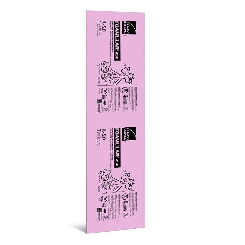 Owens Corning FOAMULAR 250 XPS Insulation Board, R-5, 1 in x 24 in x 8 ft