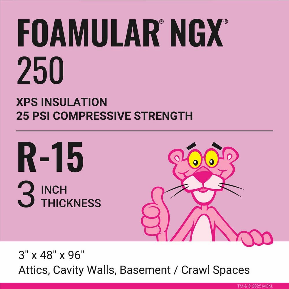 Owens Corning FOAMULAR 250 (25 PSI) R-15 XPS Foam Board Insulation, 3 in. x 4 ft. x 8 ft., Square Edge