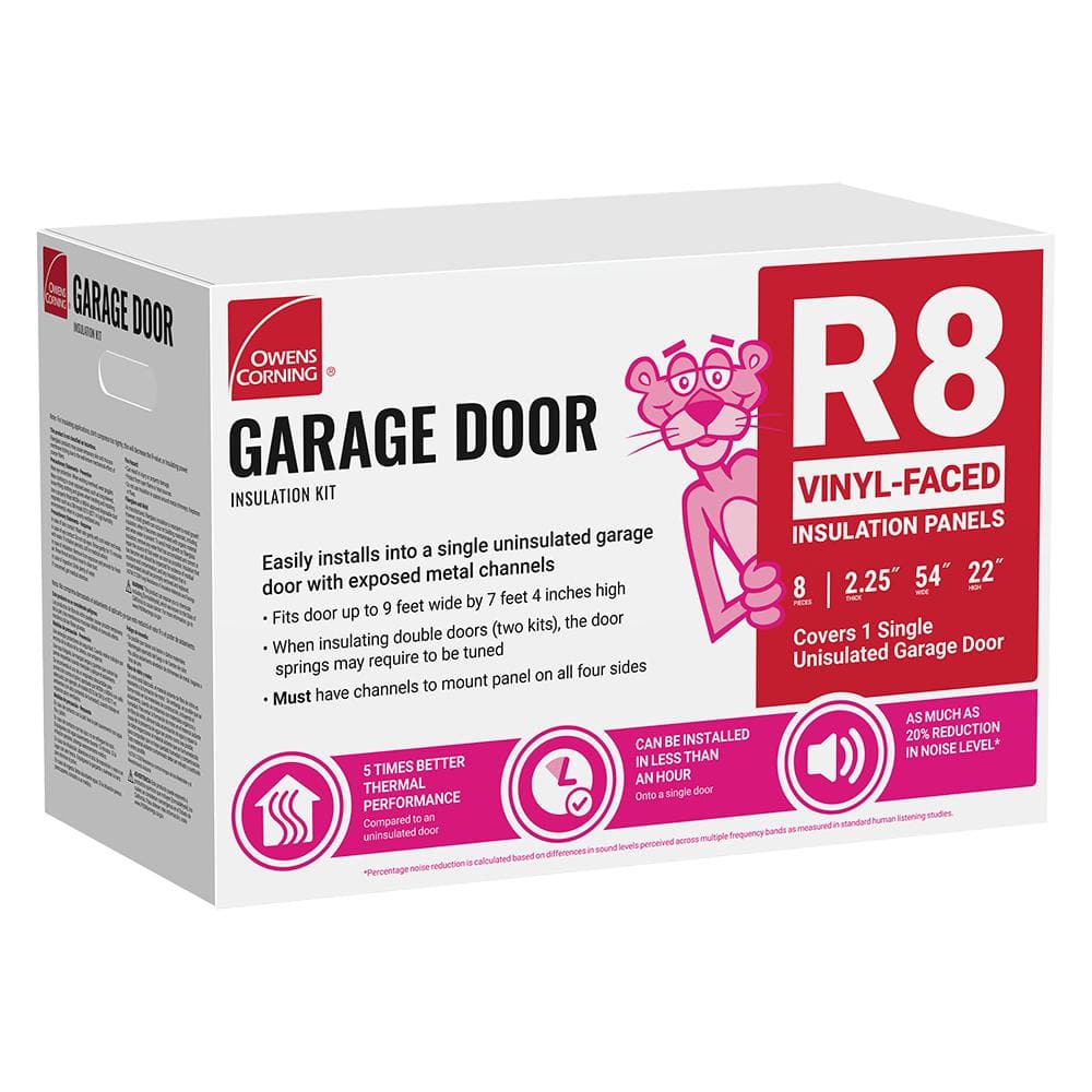 Owens Corning Garage Door Fiberglass Insulation Kit, R-8, Vinyl-Faced, 22 in. x 54 in. Panels, 65 sq. ft. Coverage