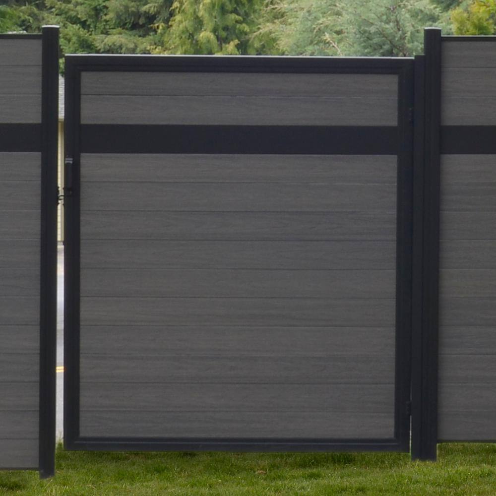 Veranda Euro Style 4 ft. W x 4 ft. H Oxford Grey Aluminum/Composite Estate Adjustable Fence Gate