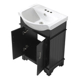 ANZZI Montburn 24-in Rich Black Single Sink Bathroom Vanity with White Ceramic Top, Mirror Included