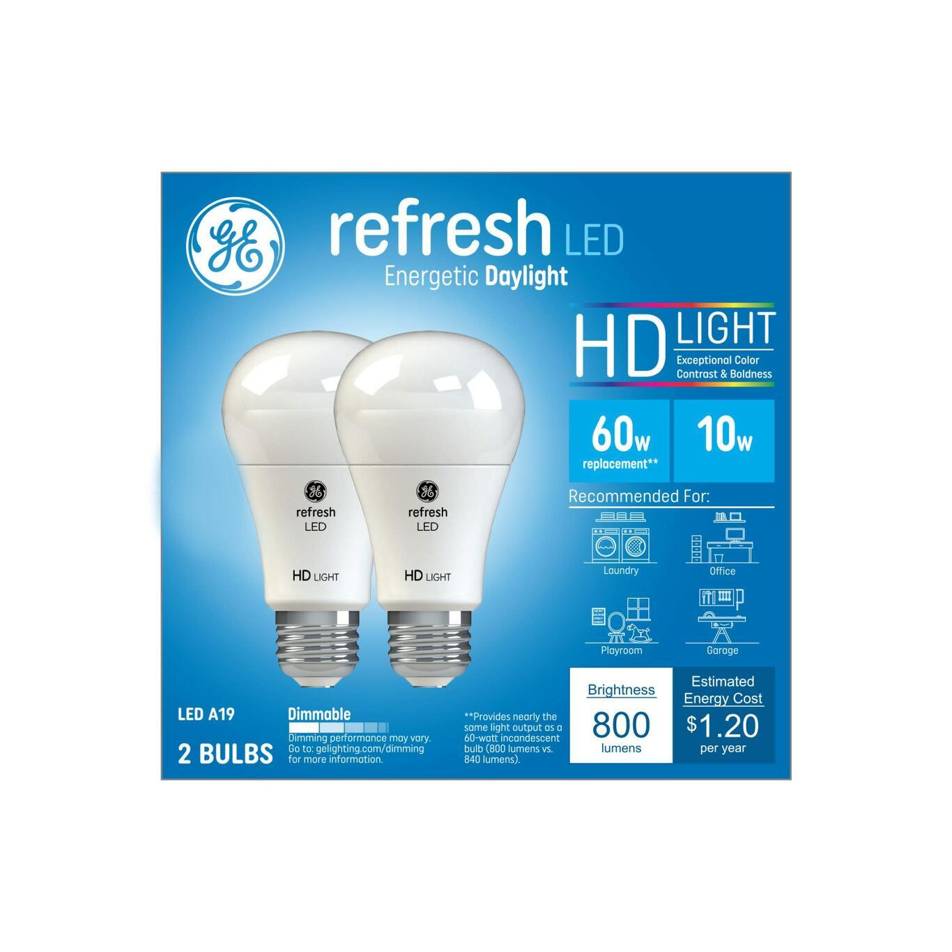 Energy Star Qualified; GE Refresh 60-Watt EQ A19 Daylight Dimmable LED Light Bulb (8-Pack)