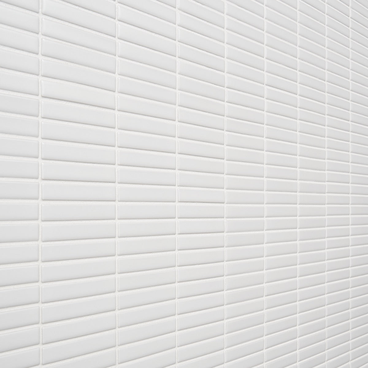 Kai White Matte Porcelain Mosaic Tile - 1x4" Tri-Stacked Design