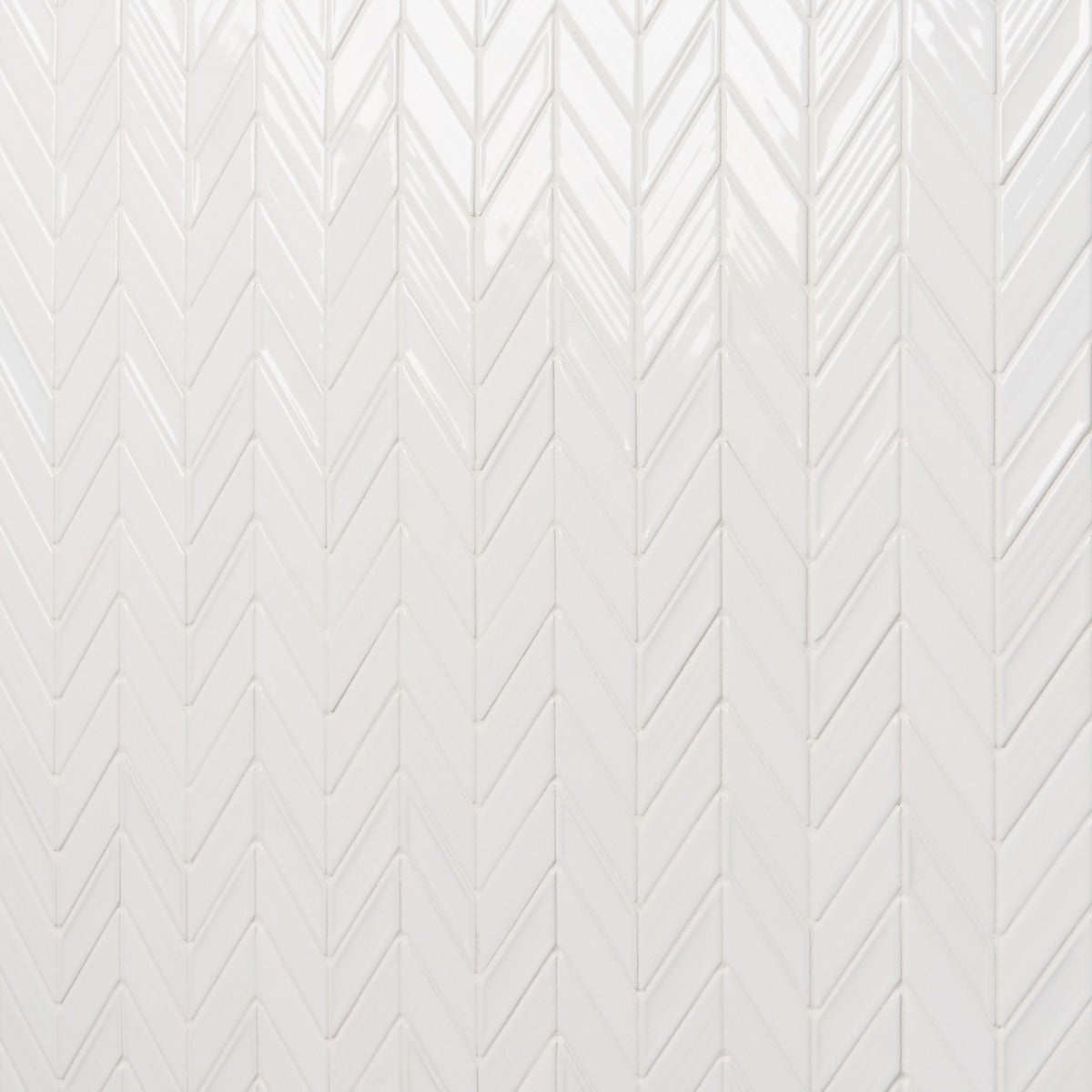 Brookline Chevron Cloud White 1x5 Glossy Ceramic Mosaic Tile