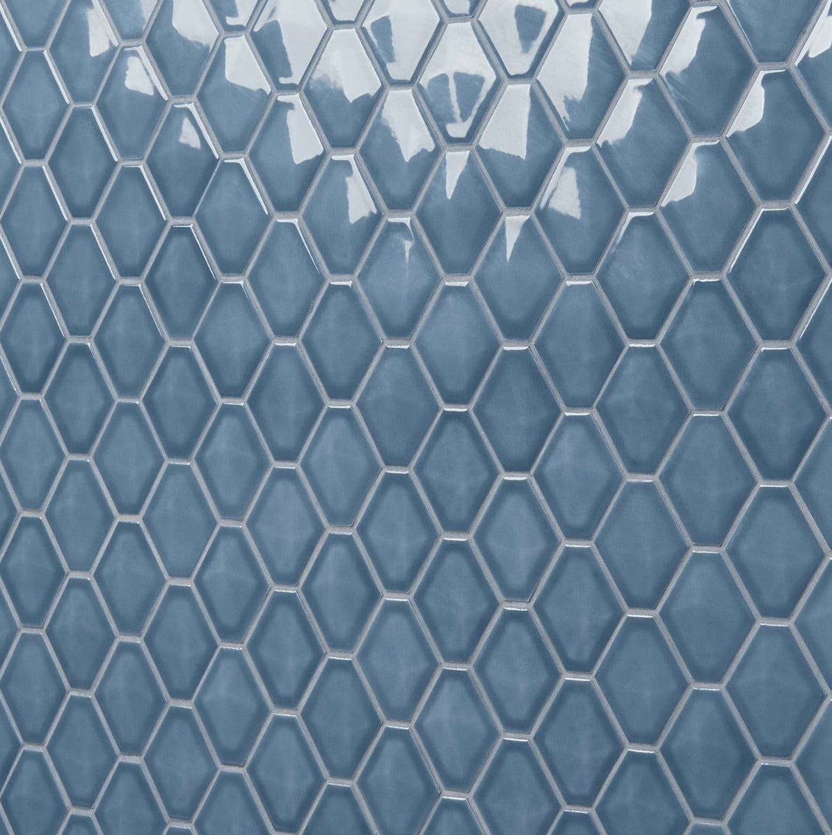 Brookline Diamond Coastal Blue 3x4 Glossy Ceramic Mosaic Tile by Lux Tile
