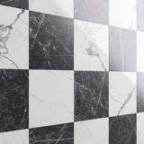 Fortunato Calacatta and Nero Marquina 12x12 Polished Porcelain Checkerboard Tile