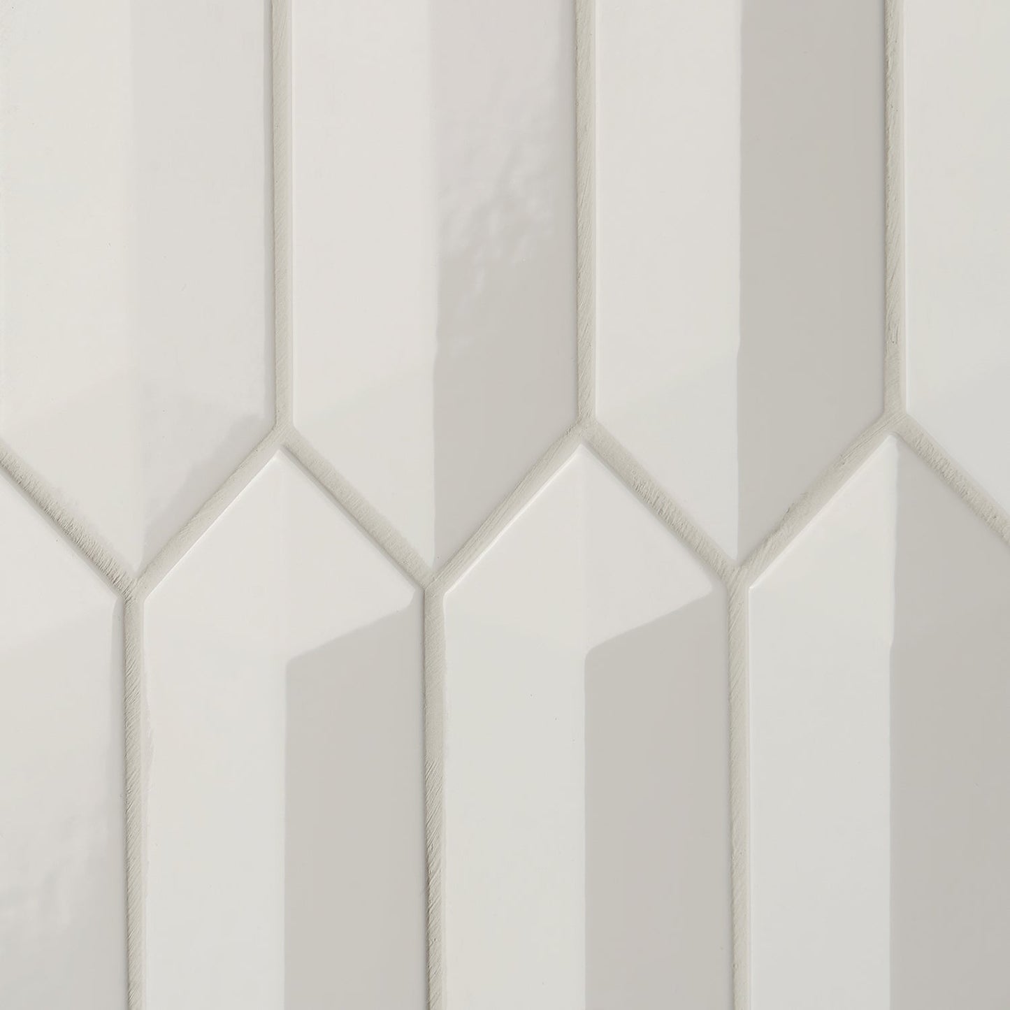 Kent White 3D Picket Polished Ceramic Wall Tile - 2x13