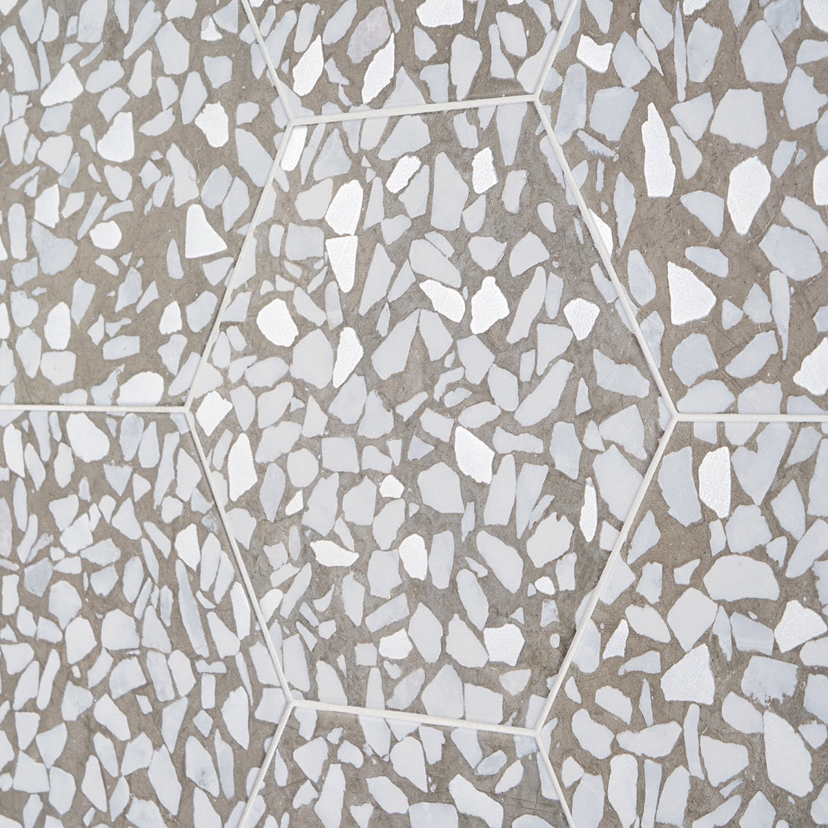 Lux Tile Terrazzo Hex Grigio Gray 9" Matte Porcelain Tile