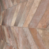Lux Tile Sculpt Cotto Brown Chevron Porcelain Tile 24x48