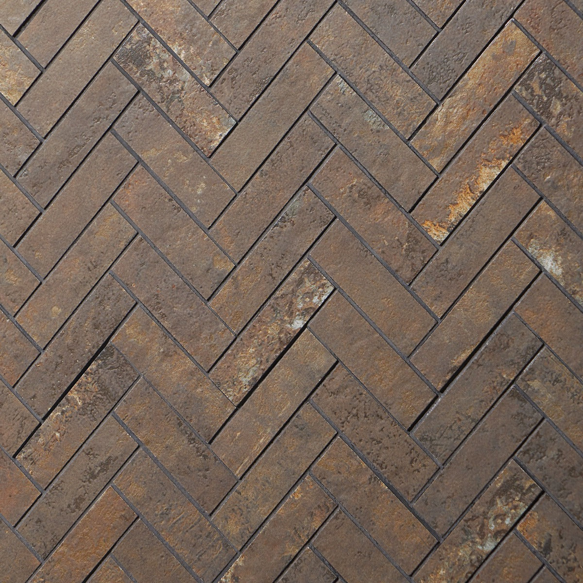 Lux Tile Portrait Copper Herringbone Matte Porcelain Mosaic Tile