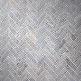 Portrait Ocean Blue 1x4 Herringbone Matte Porcelain Mosaic Tile by Lux Tile