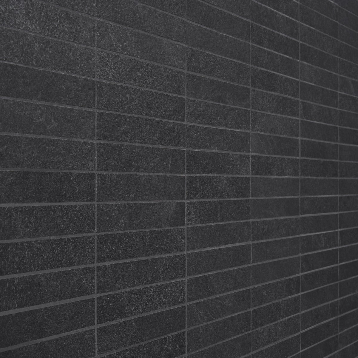 Era Charcoal Black 1x6 Stacked Matte Porcelain Mosaic Tile - Durable Limestone Look