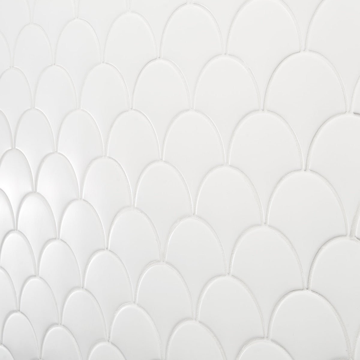 Highwater Blanco White 5" Fish Scale Matte Ceramic Wall Tile
