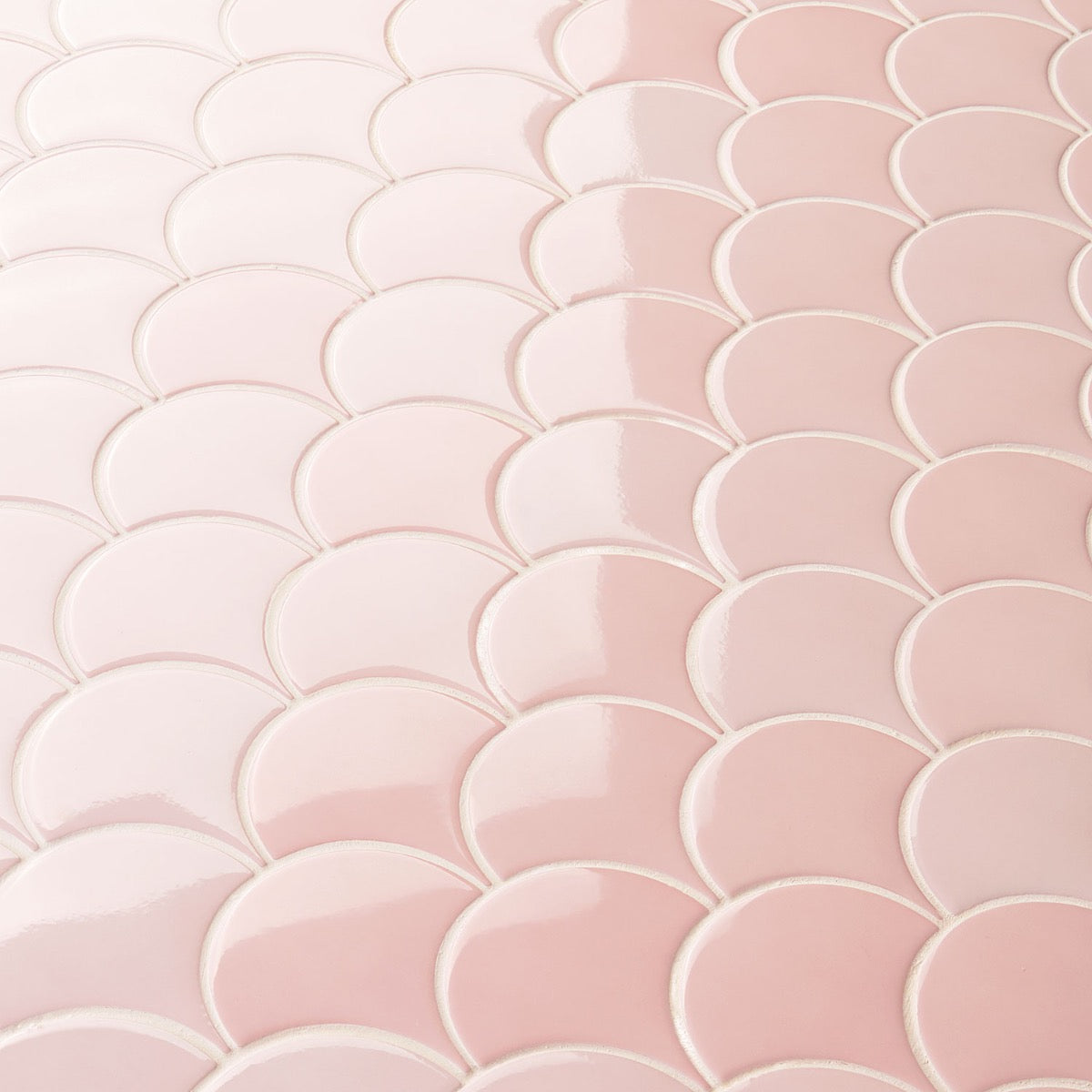 Highwater Rose Pink 5" Fish Scale Polished Ceramic Wall Tile