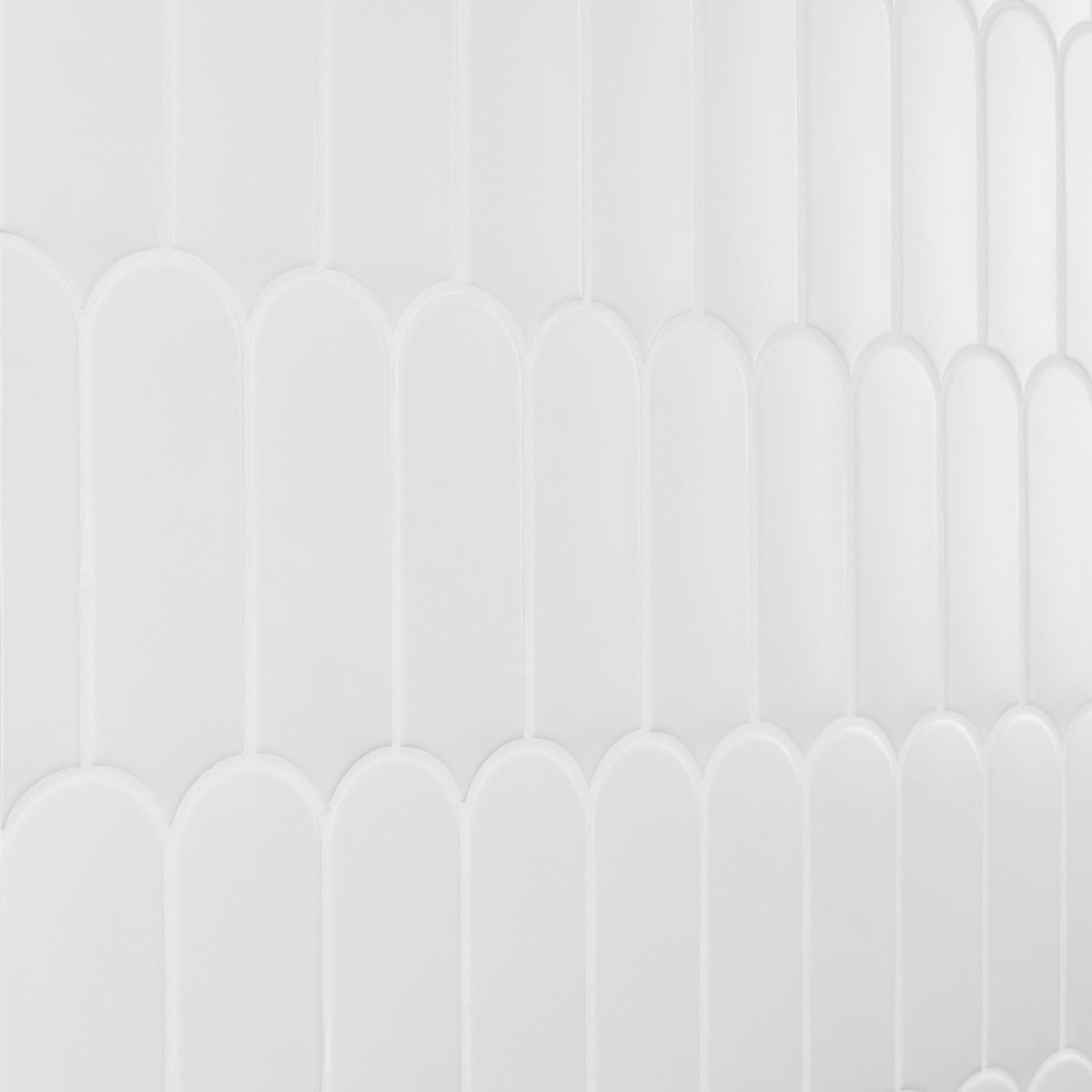 Parry White 3x8 Fishscale Matte Ceramic Wall Tile by Lux Tile