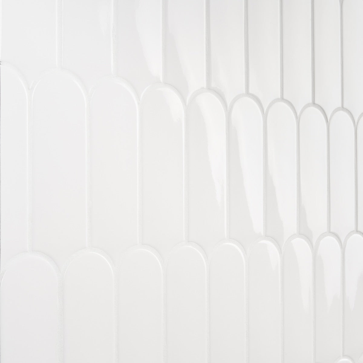Parry White 3x8 Fishscale Glossy Ceramic Wall Tile - Tilebar