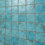 Greta Lagoon Blue 5x5 Glossy Textured Porcelain Tile by Lux Tile