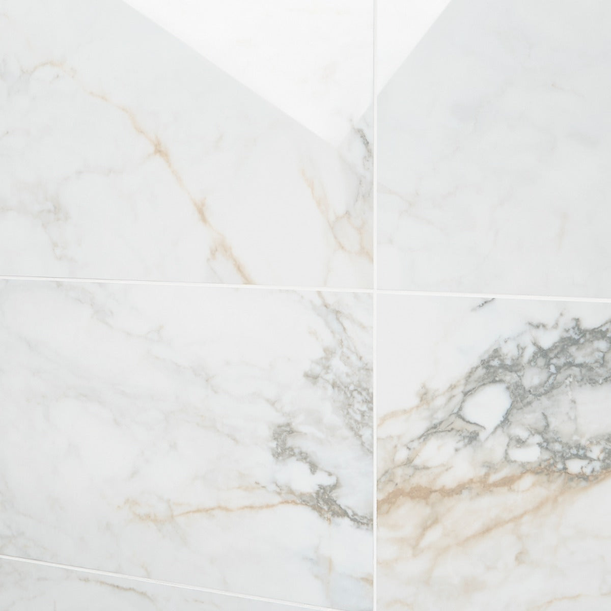 Calacatta Macchia White Gold 12x24 Marble Look Polished Porcelain Tile - Lux Tile