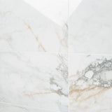 Calacatta Macchia White Gold 12x24 Marble Look Polished Porcelain Tile - Lux Tile