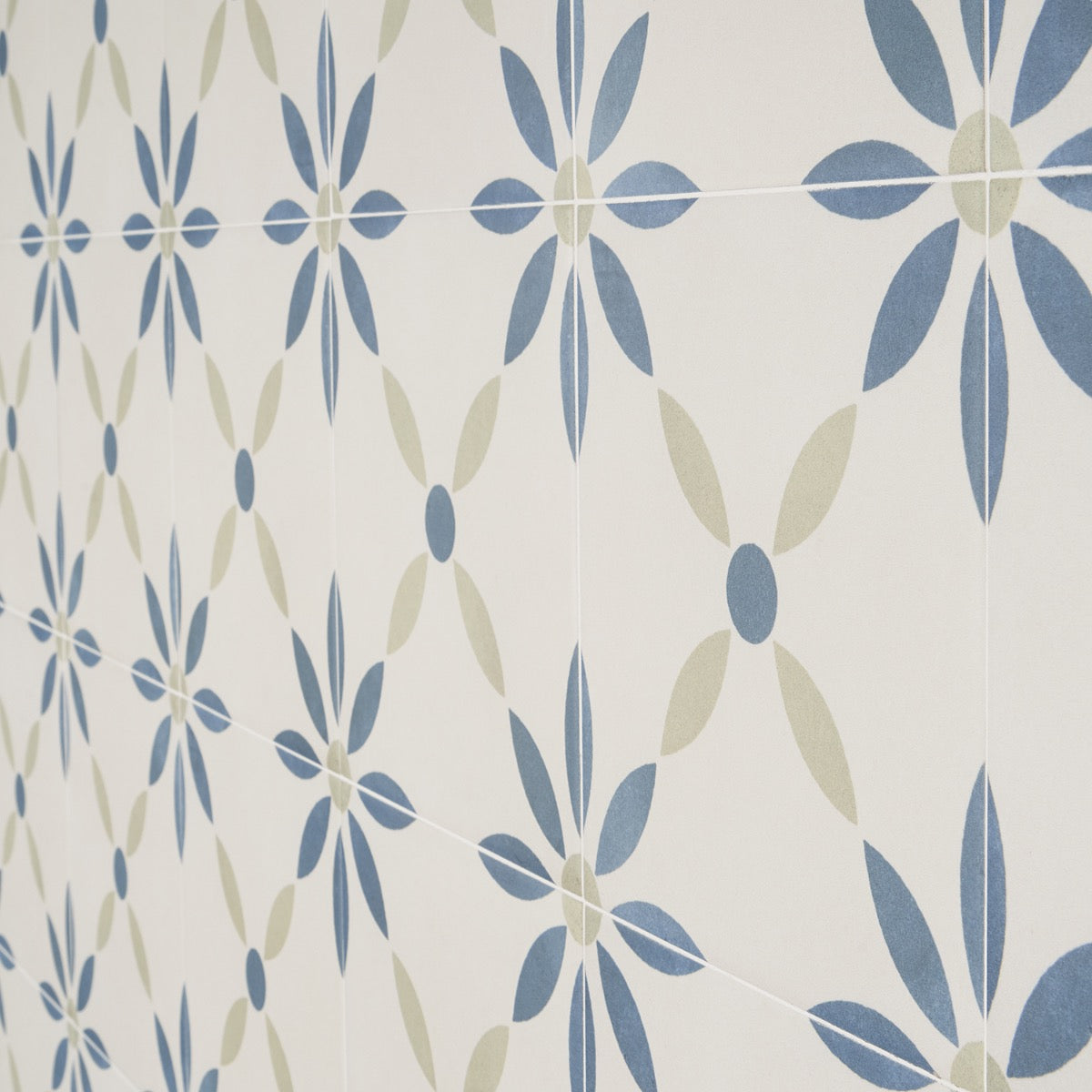 Lapaz White Flower 9x9 Matte Porcelain Tile - Mediterranean Design