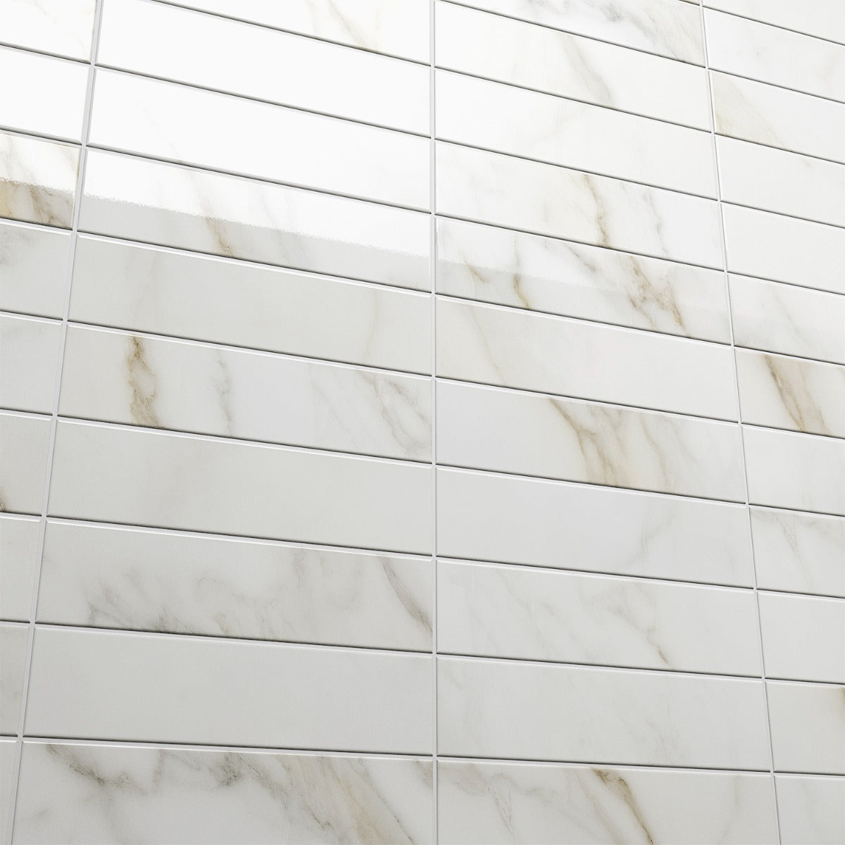 Amalfi Calacatta White 3x12 Polished Ceramic Subway Tile - Lux Tile