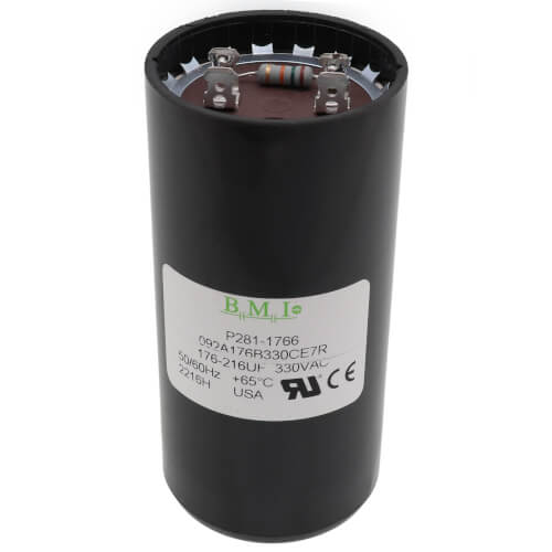 Carrier P281-1766 capacitor - front view (Voltage: 330v; Shape: Round)