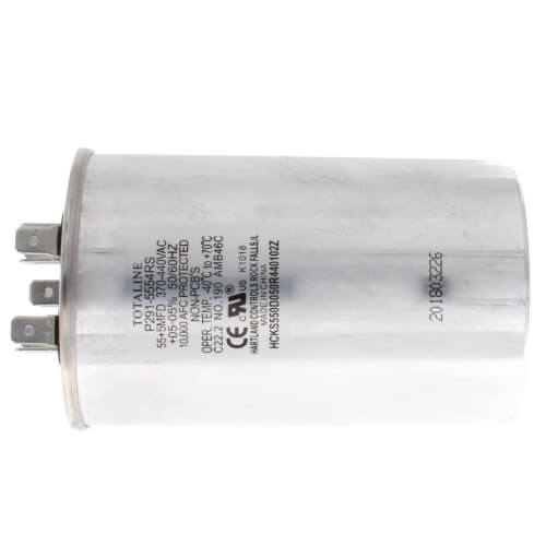 Carrier P291-5554RS capacitor - detail view (Type: Dual; Voltage: 440v)