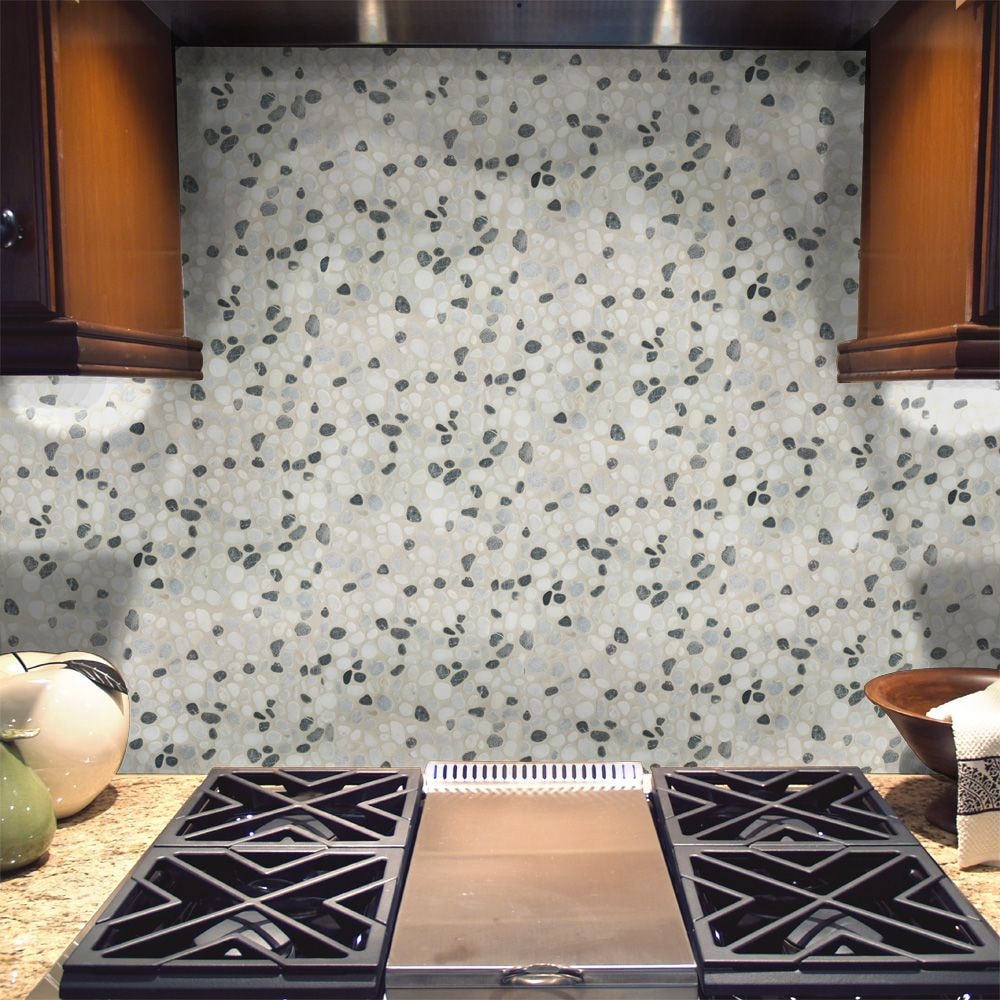 Jeffrey Court Carrara River Rocks 11.625 in. x 11.625 in. x 10.5 mm Marble Mosaic Floor and Wall Tile