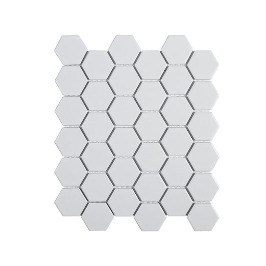 Jeffrey Court Callalily White 12.375 in. x 10.875 in. x 6 mm Hexagon Matte Porcelain Floor and Wall Mosaic Tile