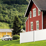 Veranda Pro Series 5 in. x 5 in. x 8 ft. White Vinyl Woodbridge Closed Picket Top Routed Line Fence Post