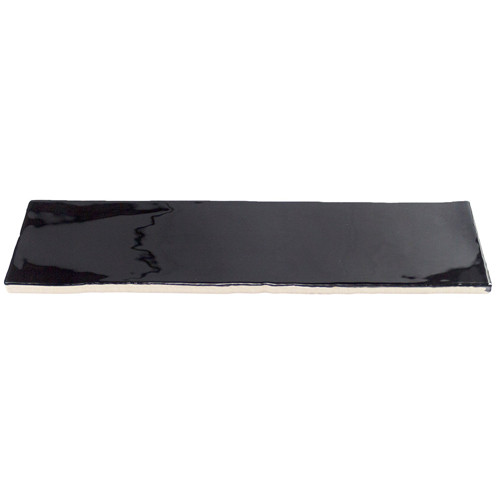 Lancaster Noir Black 3x12 Polished Ceramic Subway Tile for Walls