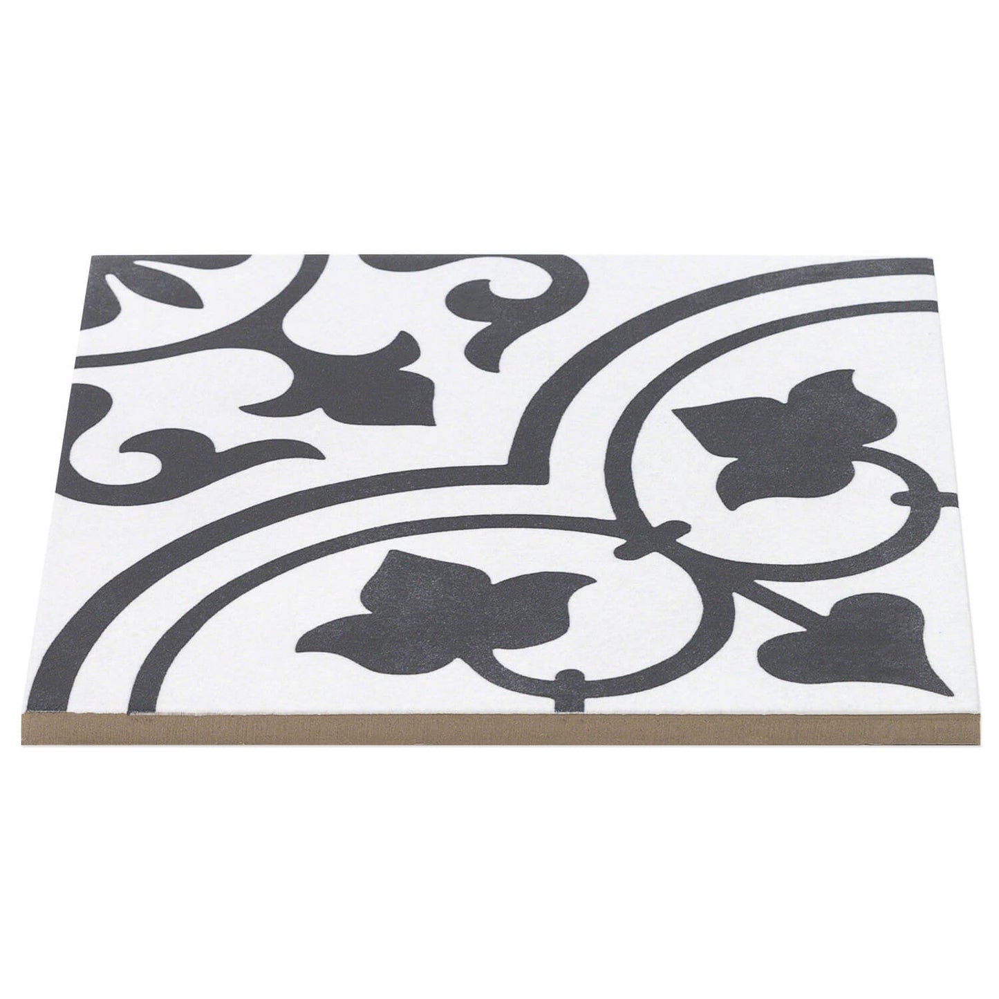 Cascais Black & White Ornate 9x9 Matte Porcelain Tile by Lux Tile