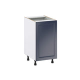 J COLLECTION Devon Painted Blue Recessed Assembled 2 Waste Bins Pull Out Kitchen Cabinet (18 in. W x 34.5 in. H x 24 in. D)