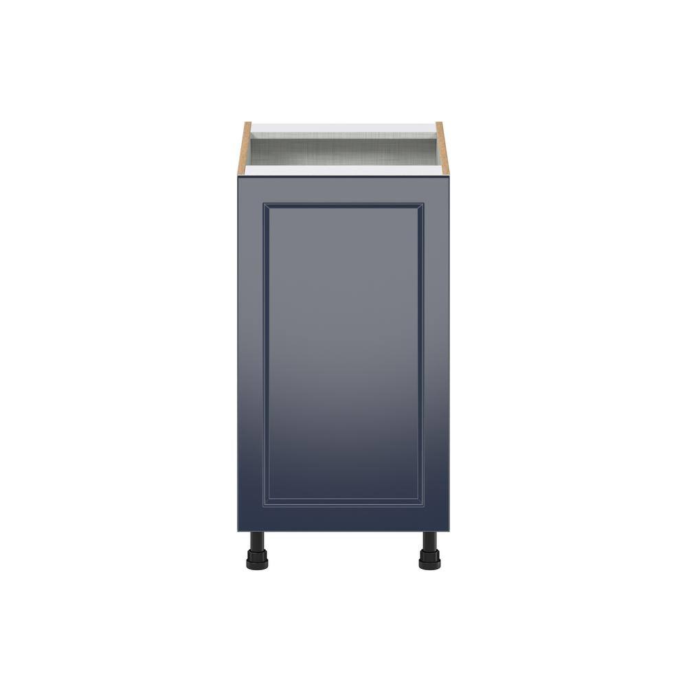 J COLLECTION Devon Painted Blue Recessed Assembled 2 Waste Bins Pull Out Kitchen Cabinet (18 in. W x 34.5 in. H x 24 in. D)