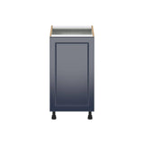 J COLLECTION Devon Painted Blue Recessed Assembled 2 Waste Bins Pull Out Kitchen Cabinet (18 in. W x 34.5 in. H x 24 in. D)