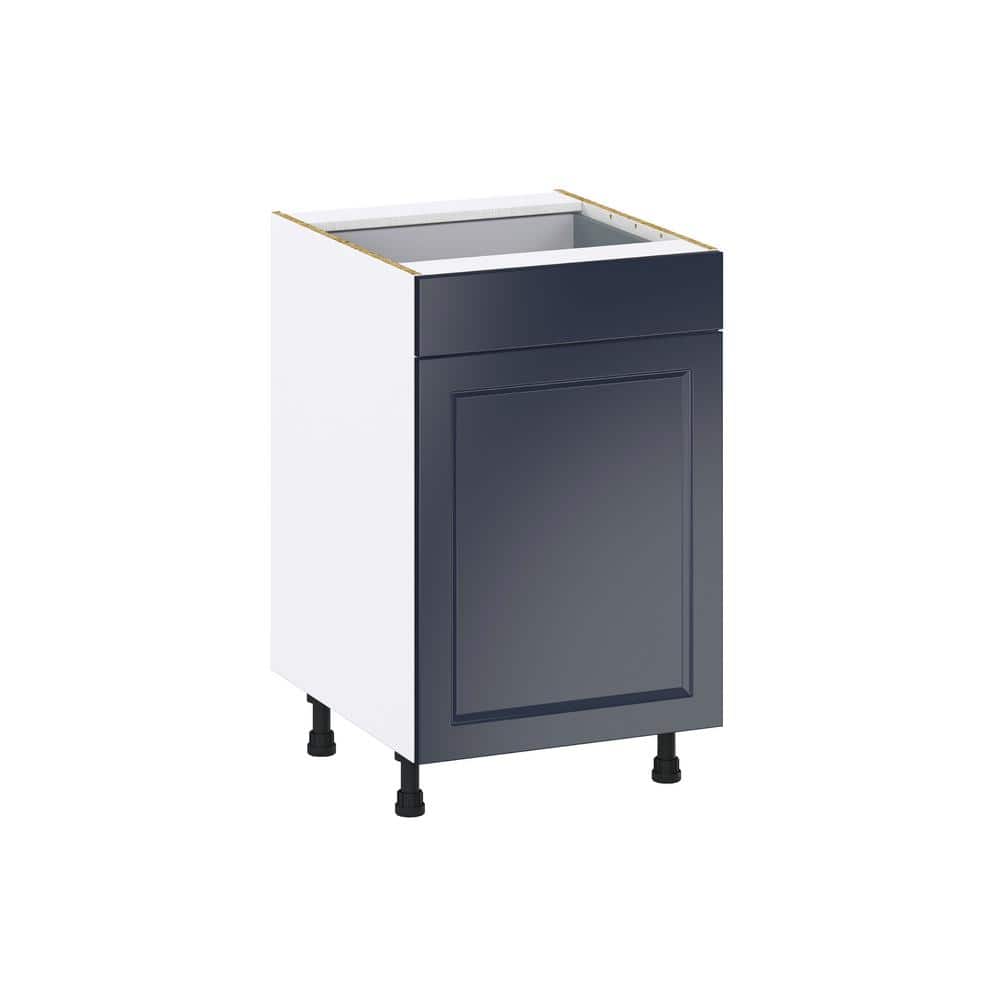 J COLLECTION Devon 21 in. W x 24 in. D x 34.5 in. H Painted Blue Shaker Assembled Base Kitchen Cabinet with a Drawer