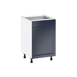 J COLLECTION Devon 21 in. W x 24 in. D x 34.5 in. H Painted Blue Shaker Assembled Base Kitchen Cabinet with a Drawer