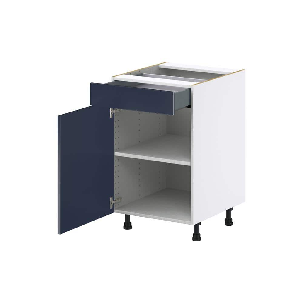 J COLLECTION Devon 21 in. W x 24 in. D x 34.5 in. H Painted Blue Shaker Assembled Base Kitchen Cabinet with a Drawer