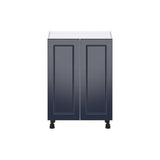 J COLLECTION 24 in. W x 34.5 in. H x 14 in. D Devon Painted Blue Shaker Assembled Shallow Base Kitchen Cabinet with Drawers