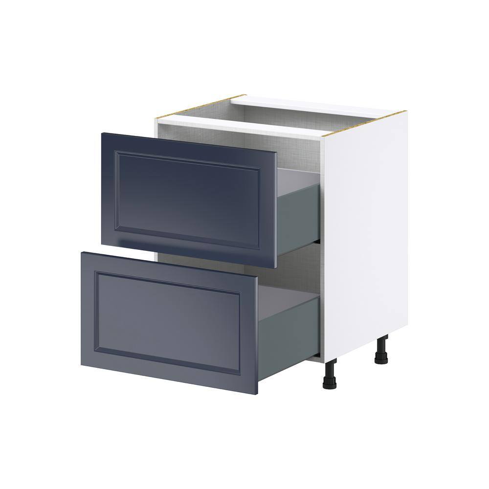 J COLLECTION Devon Painted Blue Shaker Assembled Base Kitchen Cabinet with 2 Drawers 27 in. W x 34.5 in. H x 24 in. D