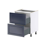 J COLLECTION Devon Painted Blue Shaker Assembled Base Kitchen Cabinet with 2 Drawers 27 in. W x 34.5 in. H x 24 in. D