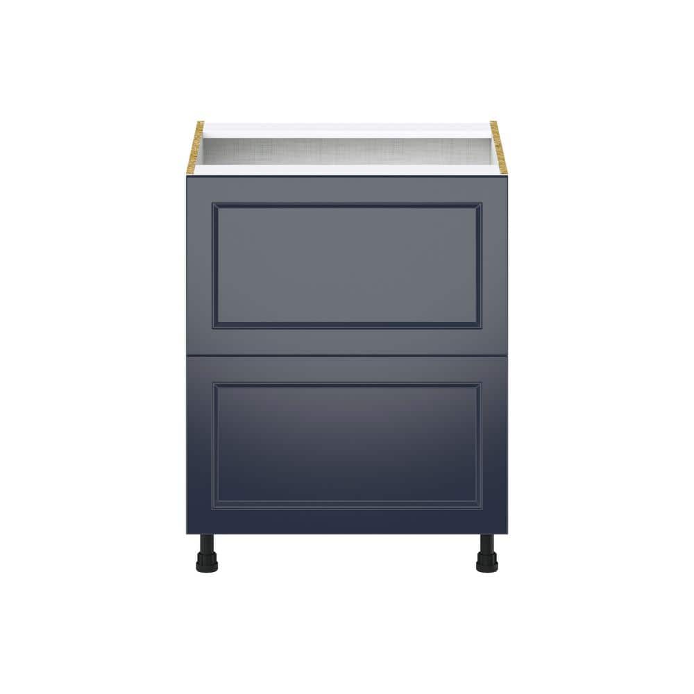 J COLLECTION Devon Painted Blue Shaker Assembled Base Kitchen Cabinet with 2 Drawers 27 in. W x 34.5 in. H x 24 in. D