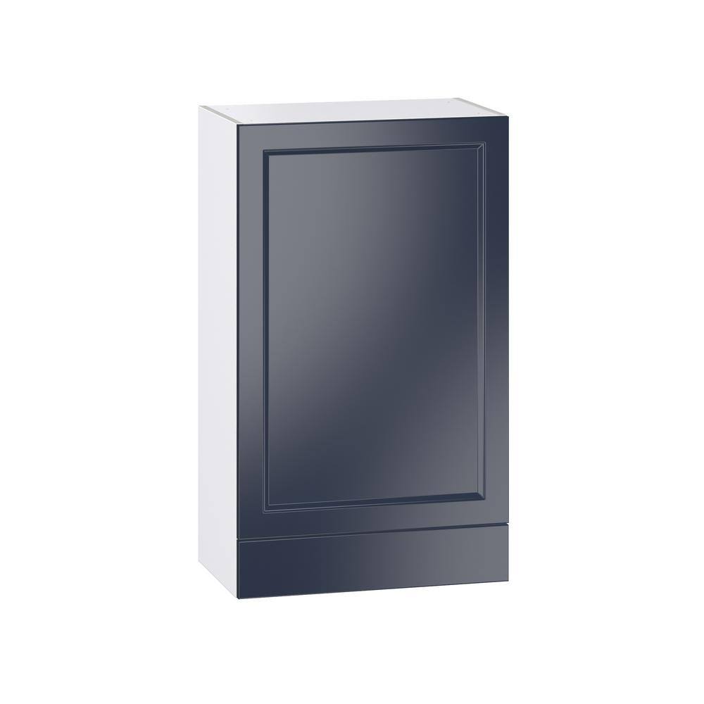 J COLLECTION Devon Painted 24 in. W x 40 in. H x 14 in. D Blue Recessed Assembled Wall Kitchen Cabinet with 1-Draw