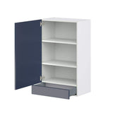 J COLLECTION Devon Painted 24 in. W x 40 in. H x 14 in. D Blue Recessed Assembled Wall Kitchen Cabinet with 1-Draw