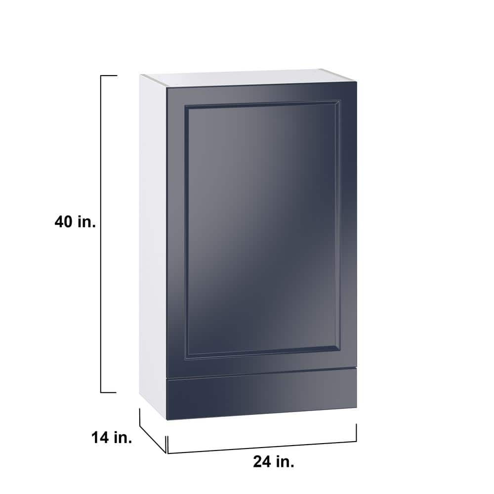 J COLLECTION Devon Painted 24 in. W x 40 in. H x 14 in. D Blue Recessed Assembled Wall Kitchen Cabinet with 1-Draw